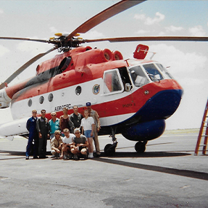 The crew that ferried two massive Russian firefighting helicopters from Miami, Florida, to Sacramento, California.